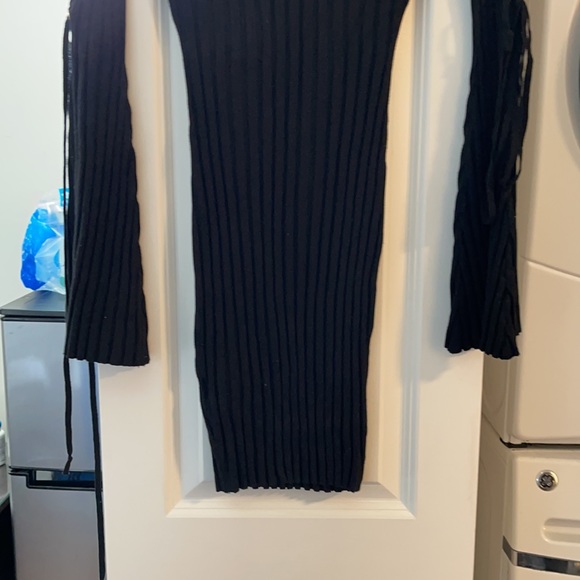 Fashion Nova Medium Body con Black  Sweater dress with gold detailing & ties - Picture 3 of 6